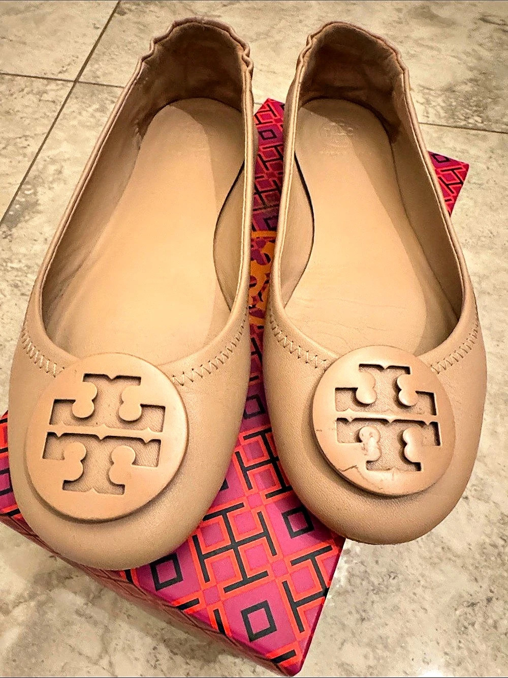 Tory Burch Minnie Travel Ballet Flat Goan Sand US 7.5